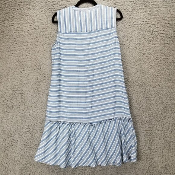 Sharagano Dress Womens Large Blue Striped Sleeveless Summer Dress - Picture 9 of 10